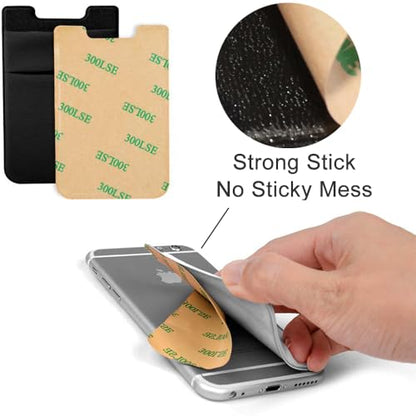 Phone Card Holder Stretchy Wallet Pocket Credit Card ID Case Pouch Sleeve - color: Black