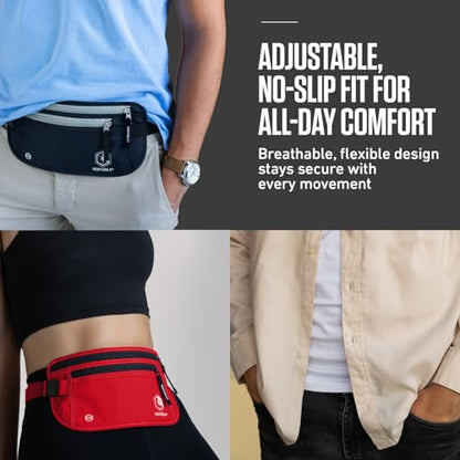VENTURE 4TH Travel Money Belt, RFID Blocking Passport Holder - Red - color: Red