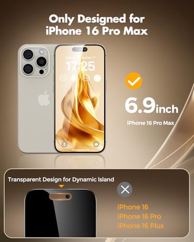 UNBREAKcable Privacy Screen Protector for iPhone 16 Pro Max, Full Coverage Shatterproof Tempered Glass[True 28°Anti Spy][9H Hardness][Easy Installation Frame]2-Pack Private Screen for iPhone 16 ProMax - size: iPhone 16 Pro Max
