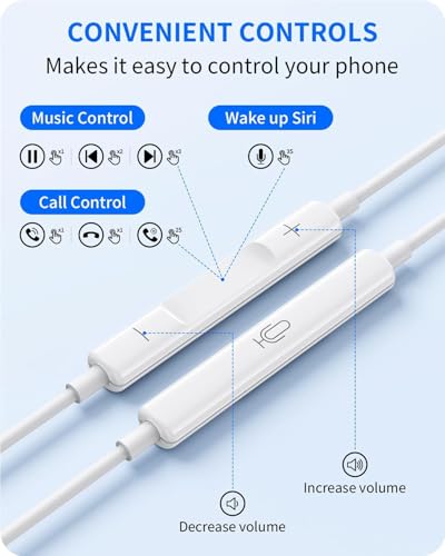 2 Packs USB C Headphones for iPhone 17/16/15 Pro Max Plus with Mic & Remote