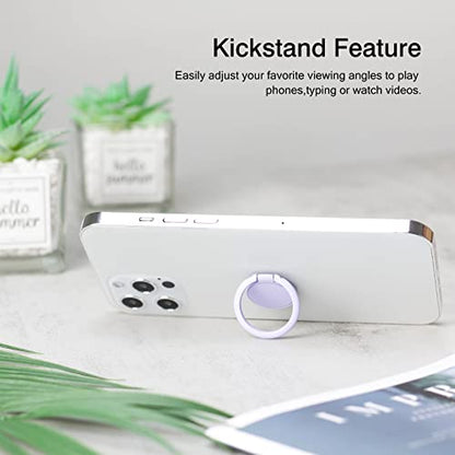 [2 Pack] Matte Finish Round Ultra-thin Cell Phone Ring Holder Stand,360 Degree Rotation and 180 Degree Adjustable Finger Ring Kickstand with Frosted Metal Phone Grip (Purple)