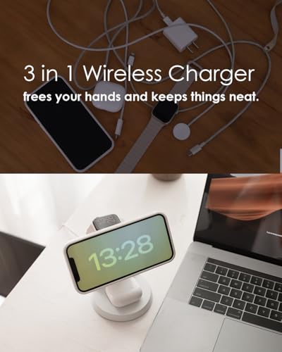 Wireless Charger for iPhone,3 in 1 Charging Station,15W Phone Charger Stand