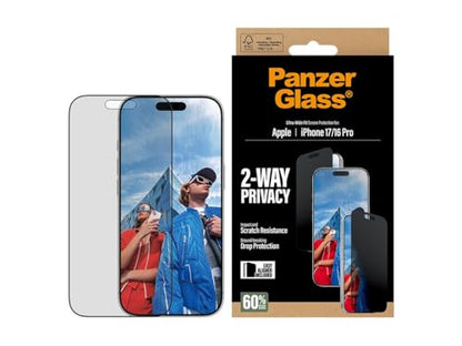 PanzerGlass® 2-Way Privacy Screen Protector iPhone 17 | iPhone 16 Pro | Ultra-Wide Fit w. EasyAligner - size: std
