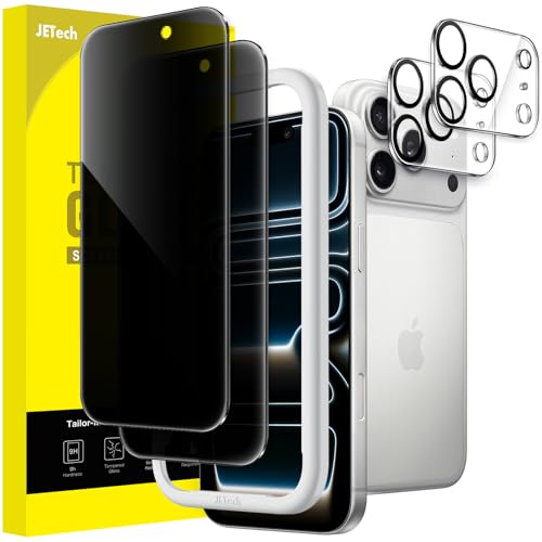JETech Privacy Screen Protector for iPhone 17 Pro, 2+2 Pack - size: iPhone 17 Pro