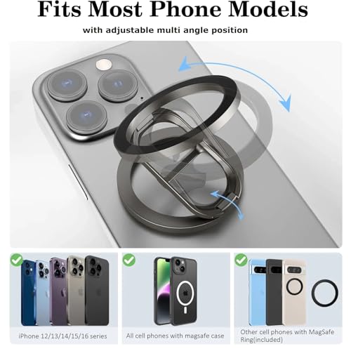 Gym Magnetic Phone Holder - Black-Gray, Dual Magnet, Strong Grip, 360° Rotation, Attach to Metal Surfaces, Compatible with iPhone 16/15/14/13/12, Samsung, MagSafe Case & All Smartphones - color: Black-Grey