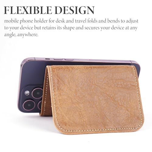 Airplane Travel Essentials for Flying Flex Flap Cell Phone Holder & Flexible Tablet Stand for Desk, Bed, Treadmill, Home & in-Flight Airplane Travel Accessories(1-Crazy Brown) - color: 1-Crazy Brown
