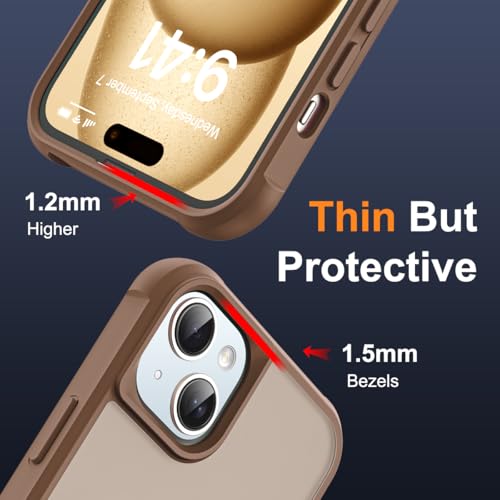 SKYLMW Compatible with iPhone 15 Plus Case with Stand,Desert Brown | iPhone 15 Plus Phone Case 6.7",Magnetic Ring Stand,Compatible with MagSafe,Military-Grade Plustection,Great Grip Feeling - color: Desert Brown, size: Iphone 15 Plus