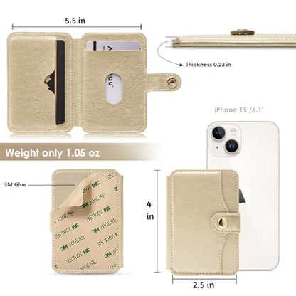 Cell Phone Purse With Slim Adhesive,Phone Wallet Stick on for Cases - color: Gold
