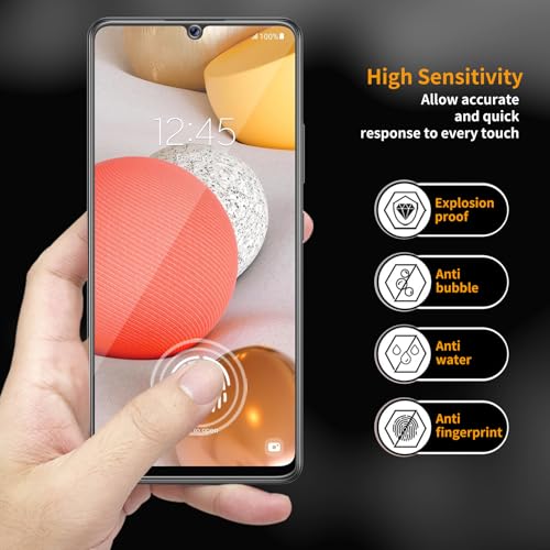 3 Pack for Samsung Galaxy A42 5G Tempered Glass Screen Protector, Scratch-Proof, Bubble-Free,HD Transparent, 9H Hardness,Bubble Free,Case Friendly - size: Galaxy A42 5G
