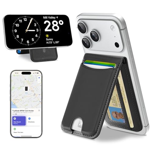 TopMade for MagSafe Wallet Works with Find My, Strongest Magnetic Wallet - color: Black