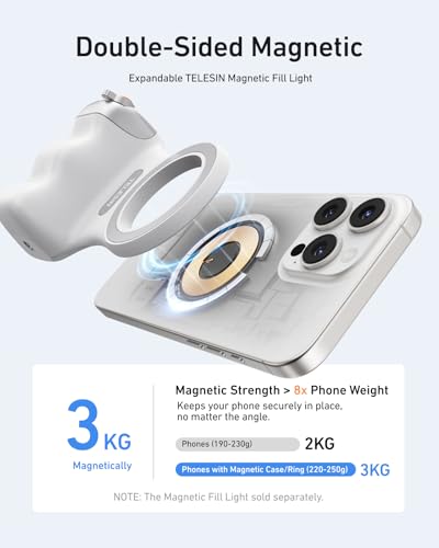 TELESIN Fun Shot Zoom Magnetic Phone Camera Grip for iPhone/Magsafe/Android - color: Matte White