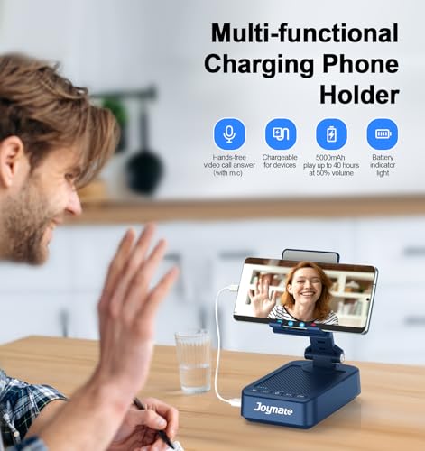 Gifts for Men Women, Bluetooth Speaker Phone Stand with Charging Function 360° Rotable Adjustable Cell Phone Holder HD Surround Sound for Desk Fits All Phones,Tablet (Blue) - color: Blue