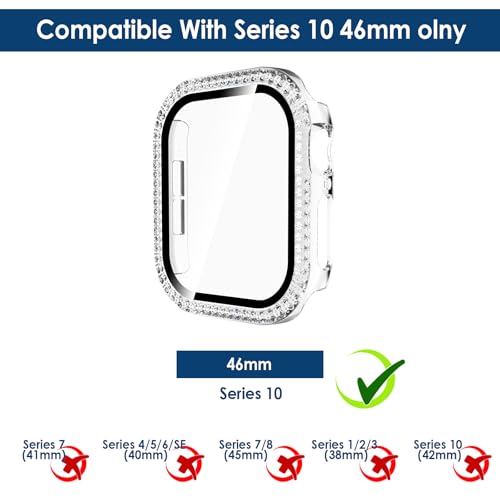 Simpeak 5-Pack Women Bling Screen Protector Case Compatible with Apple Watch 38mm 40mm 41mm 45mm Series 11 42mm 46mm, Screen Case Compatible with iWatch Series 11 10 9 8 7 6 5 4 3 2 1 (46mm) - size: 46mm(Series 10/11)