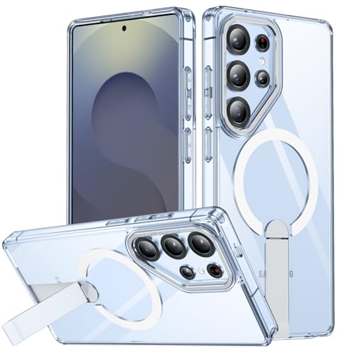 for Samsung Galaxy S25 Ultra Phone Case, S25 Ultra Magnetic Case Built-in Invisible Stand [Compatible with MagSafe] [Military-Grade Protection] Shockproof Cover for Galaxy S25ultra (Clear) - color: Clear, size: for Galaxy S25 Ultra