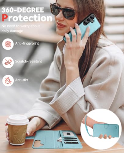OCASE for Samsung Galaxy S26 Detachable Wallet Case with Card Holder, [2 in 1] PU Leather Flip Folio Case with RFID Blocking Stand Wrist Strap Shockproof Phone Cover 2026, Ice Blue - color: Ice Blue, size: Samsung Galaxy S26