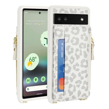 Cavor Compatible with Google Pixel 6a Case Wallet, Leopard White - color: Leopard White, size: Google Pixel 6a