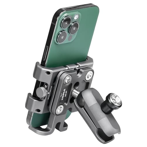 FANAUE Anti-Vibration Motorcycle Phone Mount with 1 Inch Ball Head for RAM Mounts B Size Double Socket Arm and Bike Phone Holder, Aluminum Anti-Theft Phones Clip for 5.5-7" Smartphone