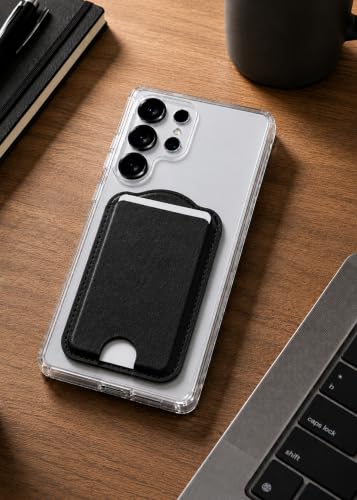 ENCASED Magnetic Wallet for Samsung Phones (Compatible with MagSafe) Premium PU leather Slim Card Holder Designed for Galaxy S26, S26 Plus, S26 Ultra (Black) - color: Black
