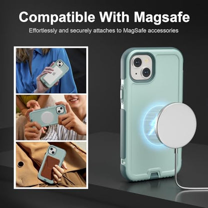 Follaroma Magnetic for iPhone 14 Plus Case, Heavy Duty Cases, Green, 6.7" | Compatible with MagSafe, Heavy Duty Shockproof,Military-Grade Anti-Drop Protective,Dual Layer Magnetic Protection Phone Cover - color: Green, size: iPhone 14 Plus 6.7''