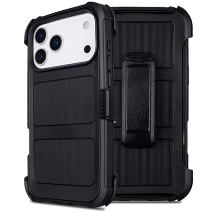 for Case iPhone 17 Pro Max Case with Belt Clip Holster Heavy Duty Black | Protective iPhone 17 ProMax Case Kickstand Shockproof Dustproof Port Sturdy Defender Cover for iPhone 17 Pro Max Cases Black - color: Black