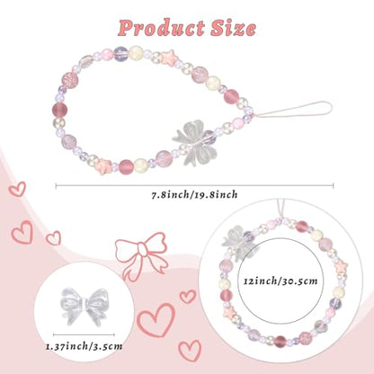 Pink Beaded Phone Wrist Straps, Y2K Phone Case Charms Camera Charm Strap, Lanyard Keychain Wristlet Aesthetic Cellphone Charm - style: 4 Pink Pink & Purple Dreamy