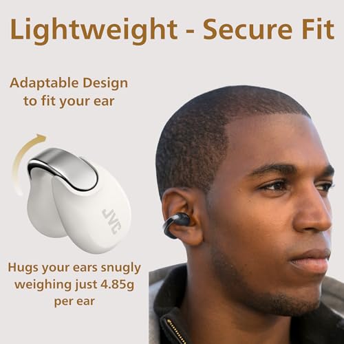 JVC Nearphones HANP1TW Open Ear True Wireless Headphones, White - color: White