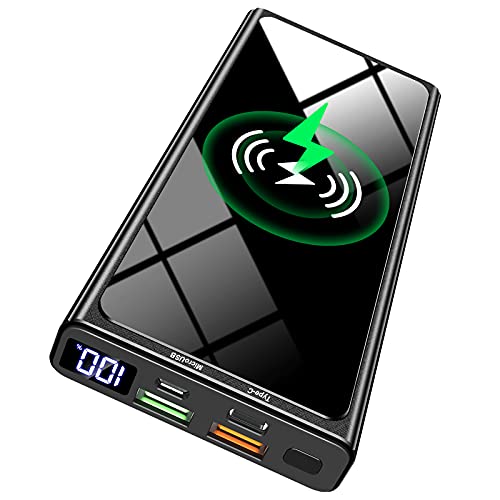 Wireless Portable Charger, Ultra Slim PD20W USB C Fast Charging 10000mAh Power Bank LED Display, External Battery Pack, Travel Essential Phone Powerbank for iPhone 17 16 Samsung S25 Google etc (black) - color: black