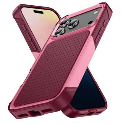 Designed for iPhone 17 Pro Max Case 2 in 1 Gift Militay Grade Drop Protective Rugged Heavy Duty Cover Shockproof Case for iPhone 17 Pro Max Phone Case for Women Men Boy Girl (Pink) - color: Pink