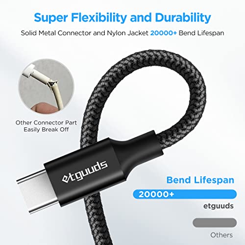 etguuds Long USB to USB C Cable, 12ft USB A to USB C Fast Charger 2-Pack - color: Black