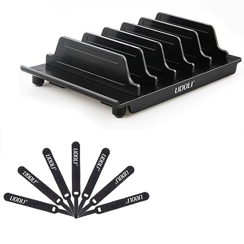 Adjustable Multi Device Organizer Dock Stand Holder, 50 PCS Reusable Cable Ties, Cell Phone Stand for iPhone Samsung Galaxy, Cable Organizer Tool Perfect for Home, Office and Workshop Hook