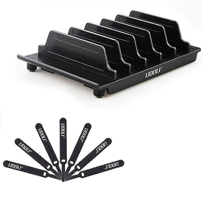 Adjustable Multi Device Organizer Dock Stand Holder, 50 PCS Reusable Cable Ties, Cell Phone Stand for iPhone Samsung Galaxy, Cable Organizer Tool Perfect for Home, Office and Workshop Hook