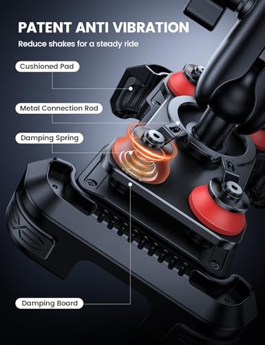 Lamicall Motorcycle Phone Mount Holder with Dual Vibration Dampener - color: Red