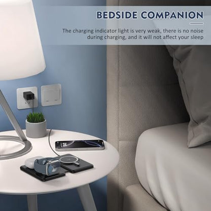 Charging Station for Apple Devices: Magnetic Wireless Charger for iPhone - color: Black