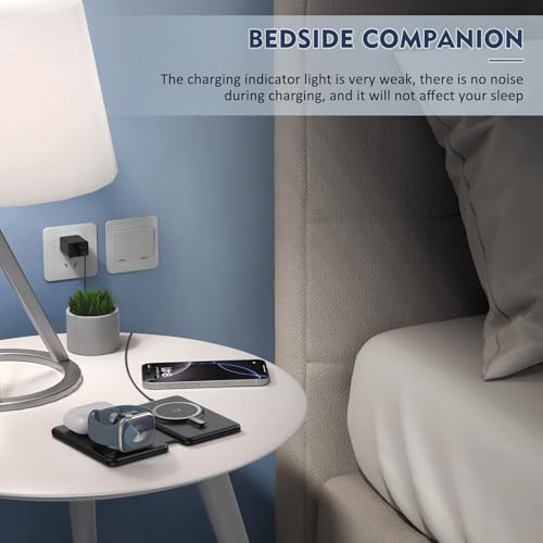 Charging Station for Apple Devices: Magnetic Wireless Charger for iPhone - color: Black