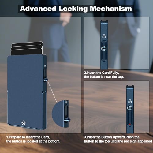 Magnetic Phone Wallet with Adjustable Stand,Pop up Phone Card Holder Quick Access to Bank/Credit Cards, 3.93 * 2.96 * 0.31 Inches Compact Metal Case with RFID Blocking Protection (Royal Blue) - color: Royal Blue
