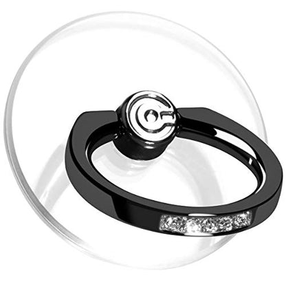 Transparent Phone Ring Holder Grip - EI Sonador Clear Cell Phone Ring Stand Holder Finger Grip Kickstand 360° Rotation, Compatible with Most of Phones, Tablets and Case (2 Black Diamond) - color: 2 Black Diamond