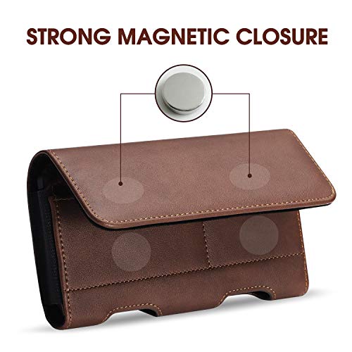 BECPLT for Galaxy S25 Ultra S24+ S23 Ultra Holster Leather Carrying Cell Phone Holder Belt Clip Holster Case Pouch Brown - color: Brown-Leather, size: XL (6.85" x 3.6" x 0.75")