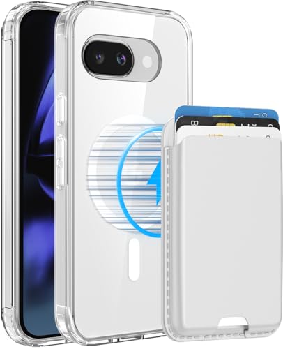 Magnetic for Google Pixel 9A Wallet Case, Clear & White - color: Clear with White, size: Pixel 9A