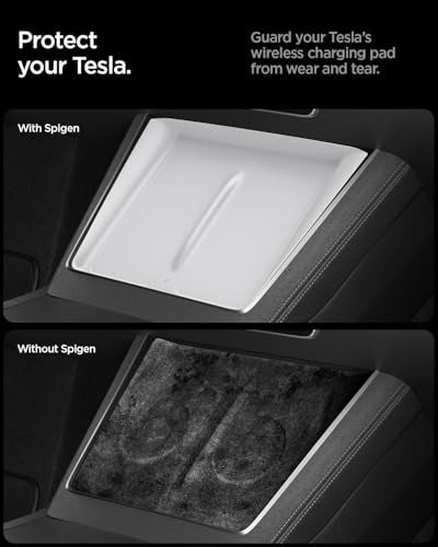 Spigen Wireless Charging Pad Cover for Tesla Model Y Juniper/YL - White - color: White
