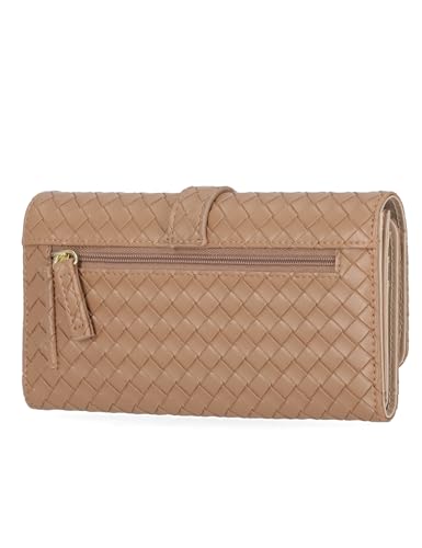 Mundi File Master Womens RFID Blocking Wallet Clutch Organizer With Change Pocket - color: Caramel, size: One Size