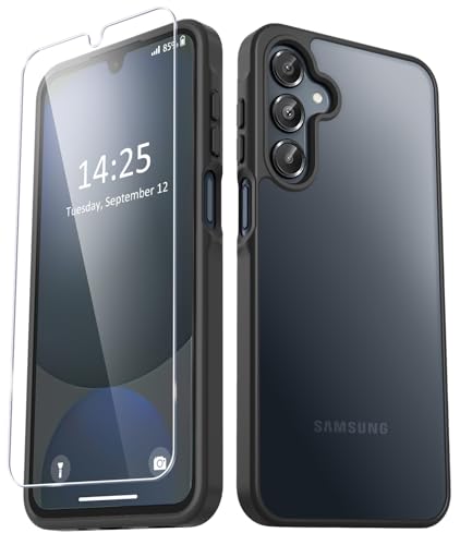 YENAPOON for Samsung Galaxy A16 5G Case, Matte Phone Case, Black | with 1 Screen Protector, Frosted Translucent Back, Slim Shockproof Protective Cover - color: Black, size: for Galaxy A16 5G