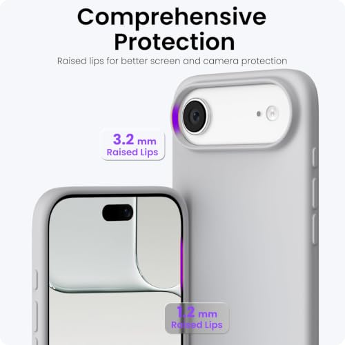 ORNARTO for iPhone Air Case 6.5", Slim Liquid Silicone 3 Layers Soft Gel Rubber Shockproof Protective Cover with Anti-Scratch Microfiber Lining-Light Gray - color: Light Gray