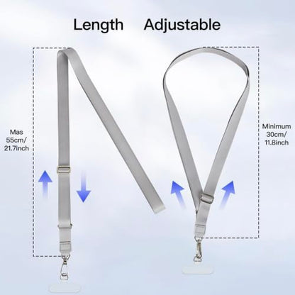 MOLOPPO Phone Lanyard for Smartphone, Adjustable Crossbody Strap-Grey 21.65 - color: A3-grey