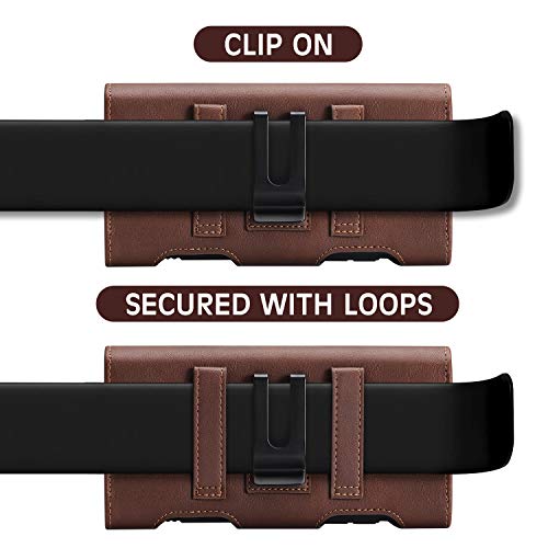 BECPLT for Galaxy S25 Ultra S24+ S23 Ultra Holster Leather Carrying Cell Phone Holder Belt Clip Holster Case Pouch Brown - color: Brown-Leather, size: XL (6.85" x 3.6" x 0.75")