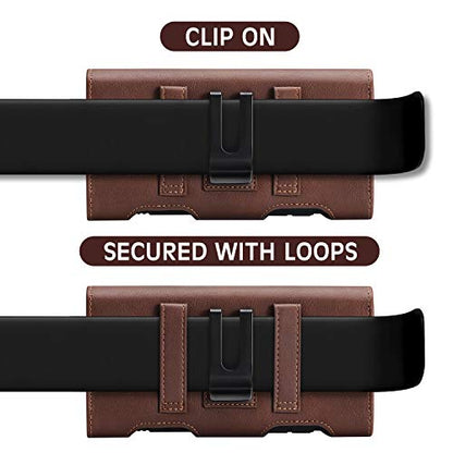 BECPLT for Galaxy S25 Ultra S24+ S23 Ultra Holster Leather Carrying Cell Phone Holder Belt Clip Holster Case Pouch Brown - color: Brown-Leather, size: XL (6.85" x 3.6" x 0.75")