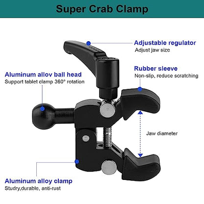 Mippko Phone Holder for Golf Cart/Microphone Stand/Cart/Railing/Handlebar/Rod,Fit for 3.5~7.5 inch iPhone/Nexus/HTC/LG/Smartphone,360°Adjustable Clip Aluminum Alloy Mount