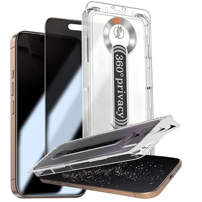 2 Pack 360 Degree Privacy Screen Protector for iPhone 17, [Auto-Alignment, Auto-Dust Removal] Easy Installation Full Coverage 4-Way Anti-Spy Tempered Glass Film - size: For iPhone 17-6.3 Inches