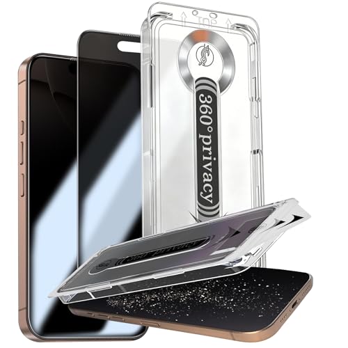 2 Pack 360 Degree Privacy Screen Protector for iPhone 16 Pro Max, [Auto-Alignment, Auto-Dust Removal] Easy Installation Full Coverage 4-Way Anti-Spy Tempered Glass Film - size: For iPhone 16 Pro Max-6.9 Inches