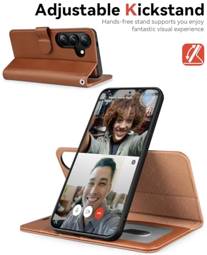 OCASE for Samsung Galaxy S26 Detachable Wallet Case with Card Holder, [2 in 1] PU Leather Flip Folio Case with RFID Blocking Stand Wrist Strap Shockproof Phone Cover 2026, Litchi Brown - color: Litchi Brown, size: Samsung Galaxy S26