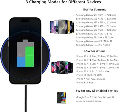 Pocxwa Wireless Charger for Samsung iPhone LG, Fast Wireless Charging Pad